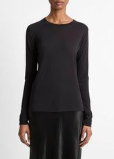 VINCE | Essential Long Sleeve Crew Neck T-Shirt in Long Sleeve - BLACK