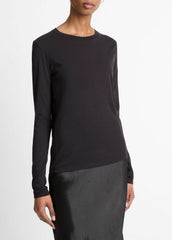 VINCE | Essential Long Sleeve Crew Neck T-Shirt in Long Sleeve - BLACK