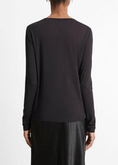 VINCE | Essential Long Sleeve Crew Neck T-Shirt in Long Sleeve - BLACK