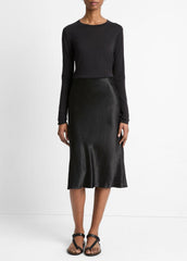 VINCE | Essential Long Sleeve Crew Neck T-Shirt in Long Sleeve - BLACK