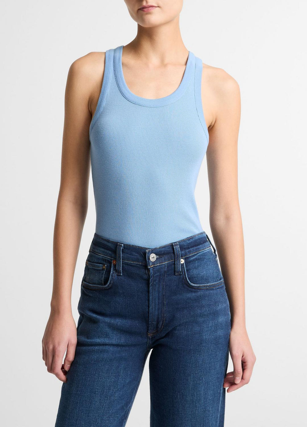 VINCE | Ribbed Scoop-Neck Tank in Tank Tops - HYDRA