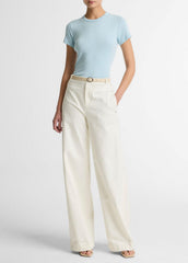 VINCE | Pima Cotton-Blend '90s Shrunken T-Shirt in Short Sleeve - CLEARWATER