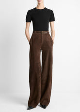 VINCE | Suede Mid-Rise Trouser in Trousers - DEEP ESPRESSO
