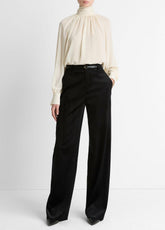 VINCE | Italian Velvet High-Waist Wide-Leg Trouser in Wide Leg - BLACK