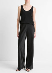 VINCE | Colette High-Rise Fluid Satin Bias Pant in Trousers - BLACK