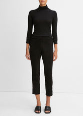 VINCE | Stretch Suede Split Hem Crop Legging in Leggings - BLACK