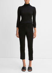 VINCE | Stretch Suede Split Hem Crop Legging in Leggings - BLACK