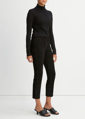 VINCE | Stretch Suede Split Hem Crop Legging in Leggings - BLACK