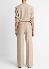 VINCE | Wool-Blend Tailored Wide-Leg Pant in Wide Leg - HEATHER MARZIPAN
