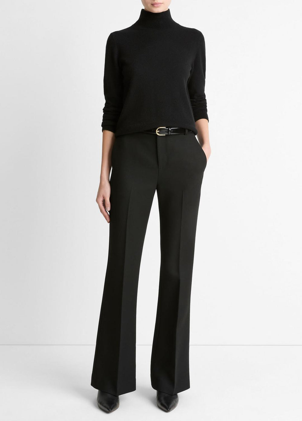 VINCE | Sculptural Flare Trouser in Trousers - BLACK
