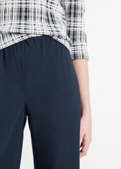 VINCE | Cotton-Blend High-Waist Bias Pant in Wide Leg - COASTAL BLUE
