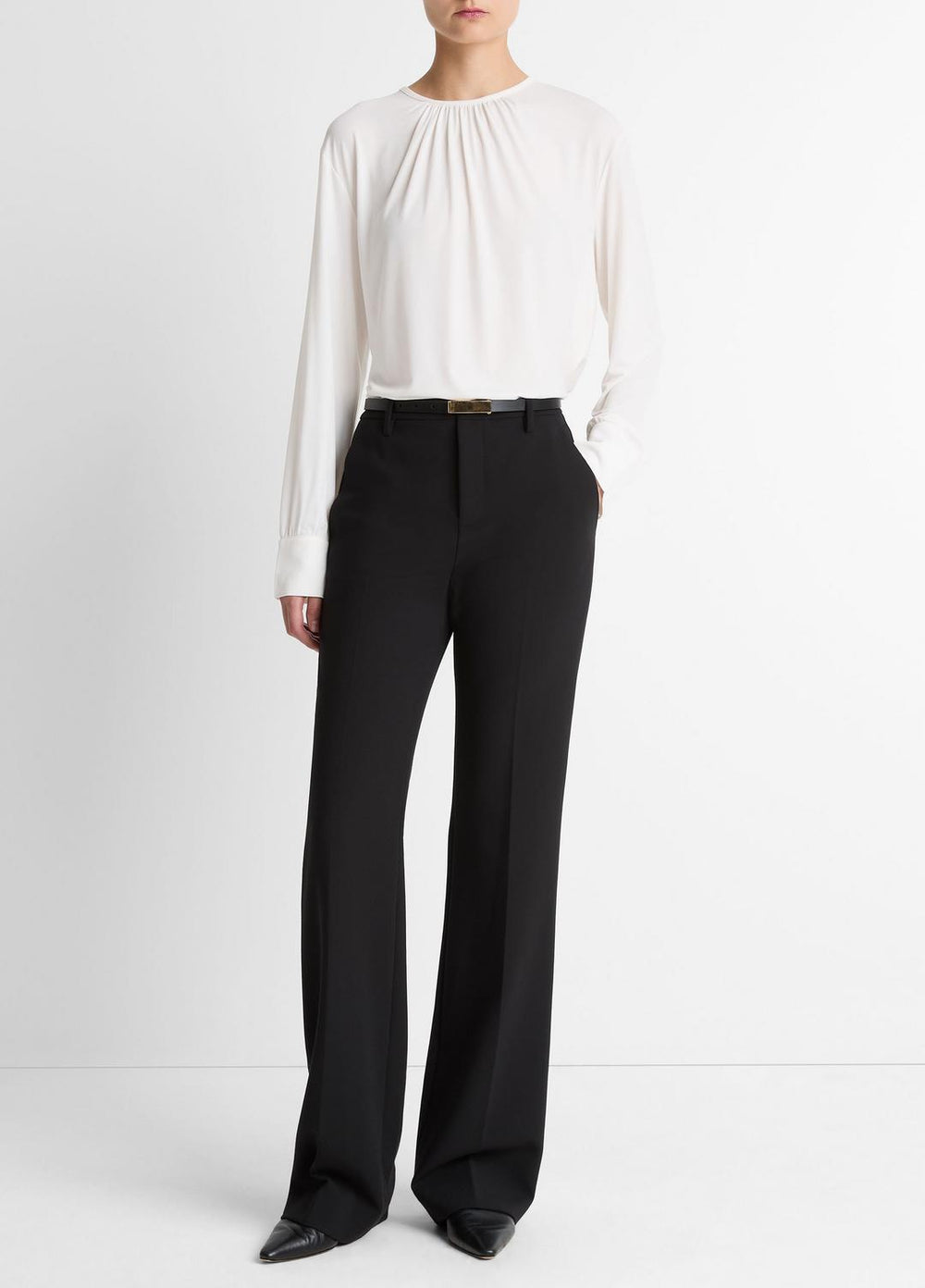 VINCE | Mid-Rise Tailored Flare Pant in Trousers - BLACK