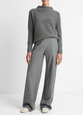 VINCE | Italian Wool-Blend High-Waist Bias Pant in Trousers - MEDIUM HEATHER GREY