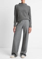 VINCE | Italian Wool-Blend High-Waist Bias Pant in Trousers - MEDIUM HEATHER GREY