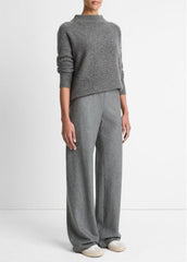 VINCE | Italian Wool-Blend High-Waist Bias Pant in Trousers - MEDIUM HEATHER GREY