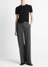 VINCE | Italian Jaspe Pintuck High-Waist Wide-Leg Pant in Wide Leg - MEDIUM HEATHER GREY
