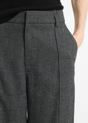 VINCE | Italian Jaspe Pintuck High-Waist Wide-Leg Pant in Wide Leg - MEDIUM HEATHER GREY