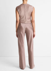VINCE | Colette High-Rise Fluid Satin Bias Pant in Trousers - MAUVE LILAC