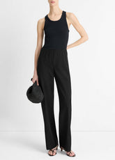 VINCE | Cotton-Blend High-Waist Bias Pant in Trousers - BLACK