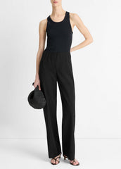 VINCE | Cotton-Blend High-Waist Bias Pant in Trousers - BLACK