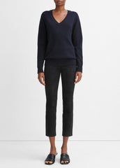 VINCE | Stretch Suede Split Hem Crop Legging in Leggings - COASTAL BLUE