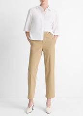 VINCE | Avery Mid-Rise Italian Stretch-Cotton Chino Pant in Trousers - DESERT
