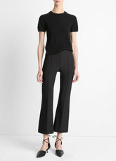 VINCE | Niki Mid-Rise Pintuck Crop Flare Pant in Trousers - BLACK