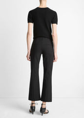VINCE | Niki Mid-Rise Pintuck Crop Flare Pant in Trousers - BLACK