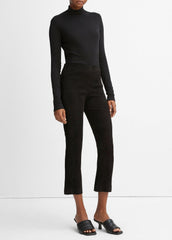 VINCE | Stretch-Suede Cropped Flare Legging in Leggings - BLACK
