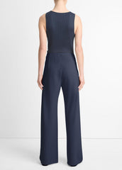 VINCE | Colette High-Rise Crepe Bias Pant in Trousers - COASTAL BLUE
