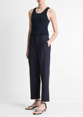 VINCE | Grace Mid-Rise Linen-Blend Pull-On Pant in Trousers - COASTAL BLUE