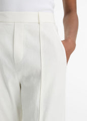 VINCE | Grace Mid-Rise Linen-Blend Pull-On Pant in Trousers - OFF WHITE