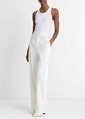 VINCE | Linen-Blend High-Rise Pull-On Pant in Trousers - OFF WHITE