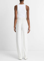 VINCE | Linen-Blend High-Rise Pull-On Pant in Trousers - OFF WHITE