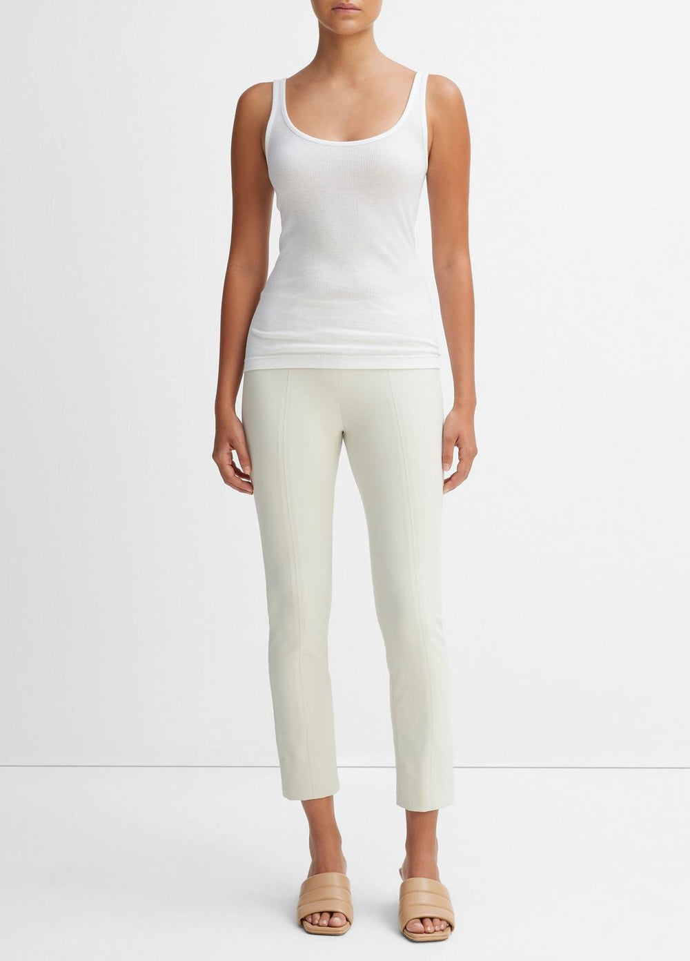 VINCE | Women's Stitch Front Seam Ponte Legging - GESSO