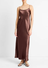 VINCE | Satin Bias Maxi Slip Dress in Dresses - CHOCOLATE