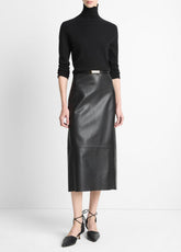 VINCE | Leather Straight Skirt in Skirts - BLACK
