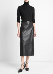 VINCE | Leather Straight Skirt in Skirts - BLACK