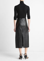 VINCE | Leather Straight Skirt in Skirts - BLACK