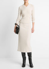 VINCE | Cozy Rib Midi Skirt in Skirts - HEATHER CREAM OAT
