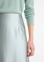 VINCE | Satin A-Line Knee Skirt in Skirts - ALOE STONE