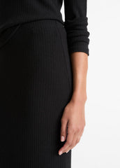 VINCE | Cozy Rib Midi Skirt in Skirts - BLACK