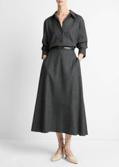 VINCE | Italian Jaspe Full Skirt in Skirts - MEDIUM HEATHER GREY
