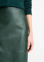 VINCE | Leather Flared Knee Skirt in Skirts - JUNIPER