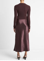 VINCE | Satin Side-Slit Slip Skirt in Skirts - FIG