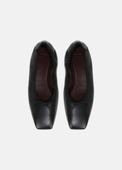 VINCE | Darla Leather Ballet Flat in Loafers & Flats - BLACK