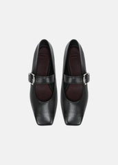 VINCE | Daniela Leather Mary Jane Flat in Loafers & Flats - BLACK