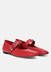 VINCE | Daniela Leather Mary Jane Flat in Loafers & Flats - CRIMSON