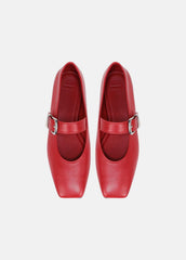 VINCE | Daniela Leather Mary Jane Flat in Loafers & Flats - CRIMSON