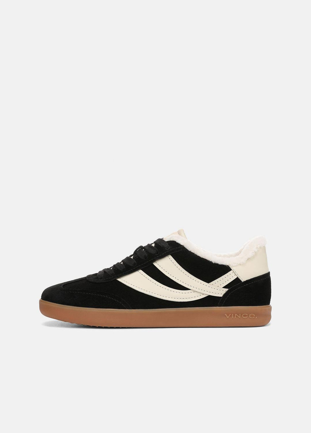 VINCE | Oasis Suede & Shearling Sneaker in Sneakers - BLACK